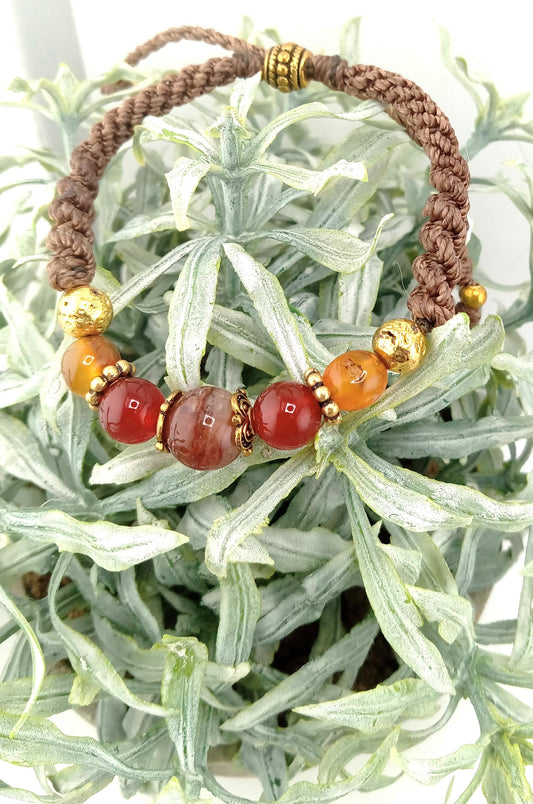 Gemstone Macrame Bracelet Jewelry, Made with genuine crystal beads, Adjustable Cord– Gift for Him & Her