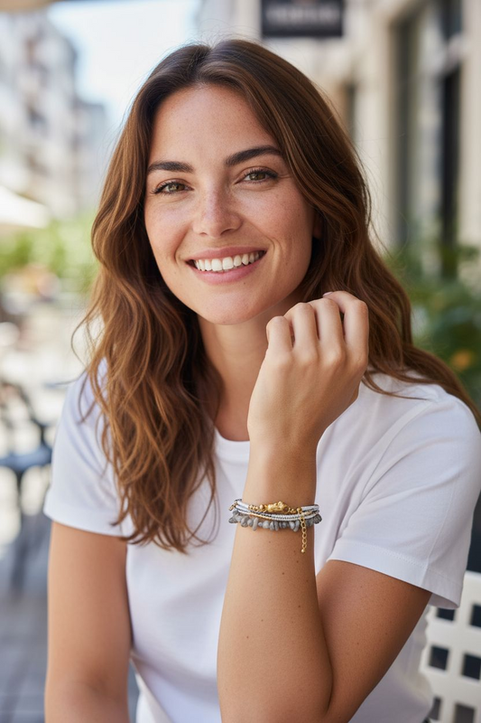 Chip Crystal Gemstone & Miyuki beads Necklace/ Bracelet 2 in 1, Adjustable Chain, Gold acorn charm