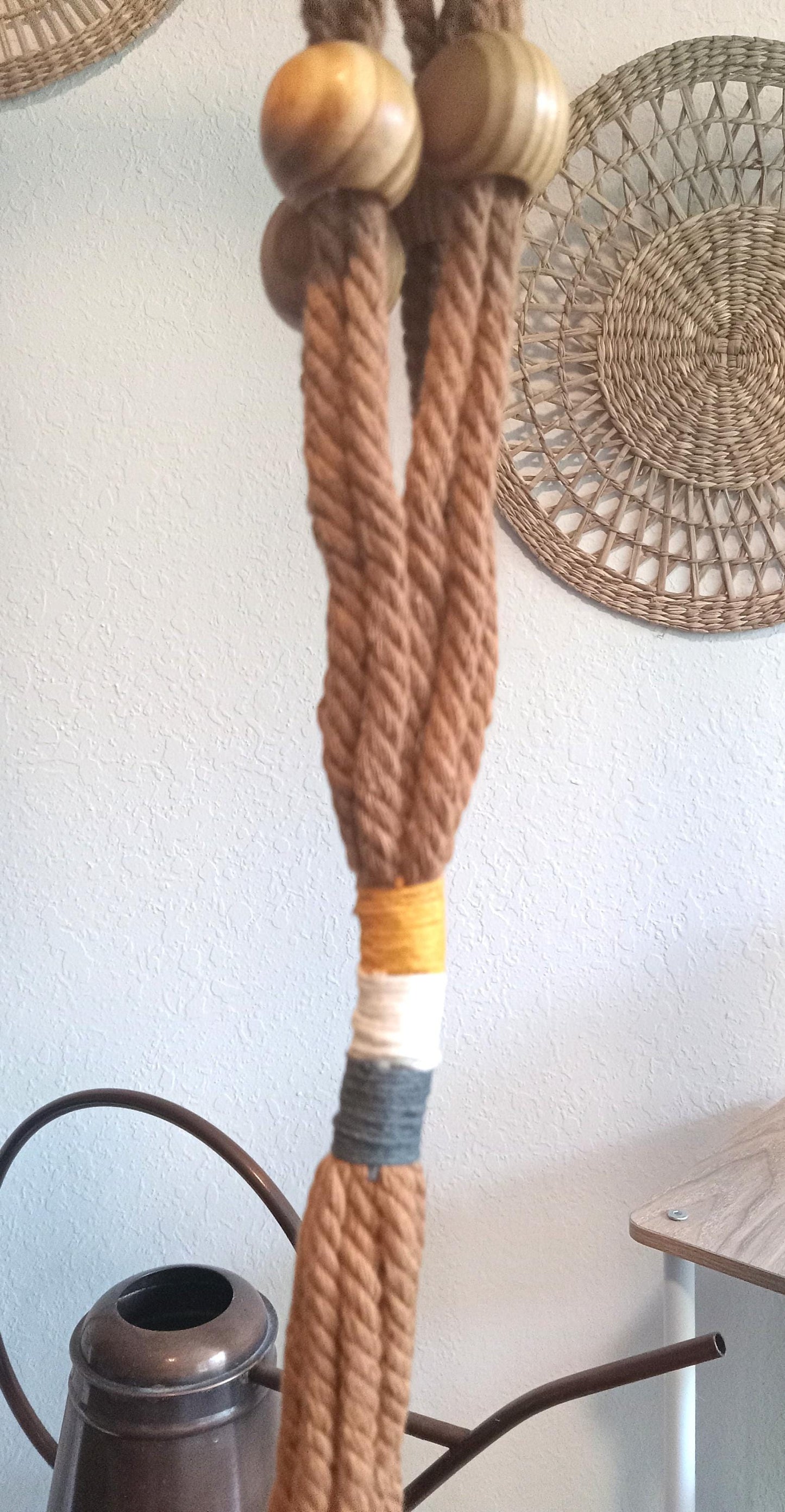 Macrame Plant Hanger with Wooden Beads – Handmade House Decor – Hanging Plant Holder for Indoor and Outdoor Plants