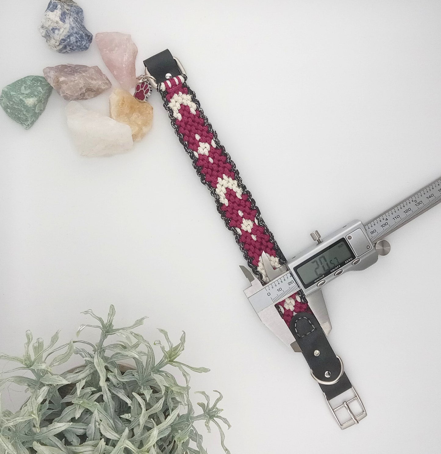 Designer Dog Collar, Unique Woven Dog Collar with Eco Leather, Cellestial design,  Adjustable Medium 14"-16"(35.5-40.5cm) neck size, Wide variety of colors