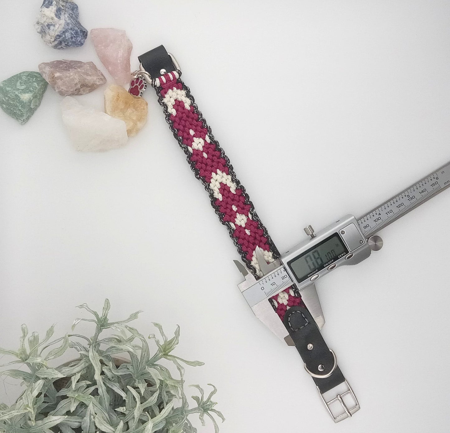 Designer Dog Collar, Unique Woven Dog Collar with Eco Leather, Cellestial design,  Adjustable Medium 14"-16"(35.5-40.5cm) neck size, Wide variety of colors