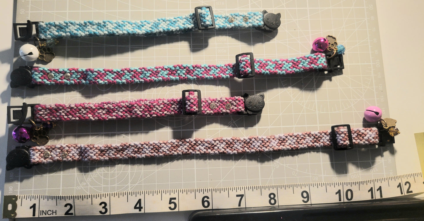 Designer Cat Collar: Woven Breakaway Cat Collars with Charm and Bell, Chevron braid design, Adjustable 8"-12"[20-30.5cm], Ideal for Girl Cats Male Cats, Kittens Puppies, Made with Soft Cotton, Wide variety of colors