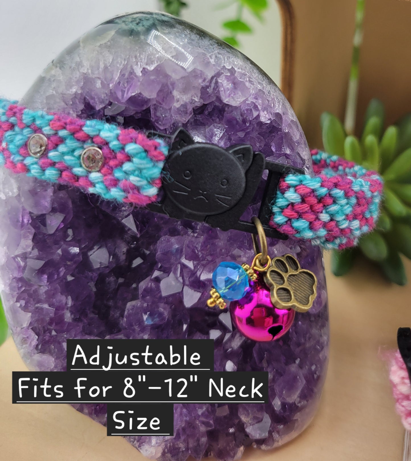 Designer Cat Collar: Woven Breakaway Cat Collars with Charm and Bell, Chevron braid design, Adjustable 8"-12"[20-30.5cm], Ideal for Girl Cats Male Cats, Kittens Puppies, Made with Soft Cotton, Wide variety of colors