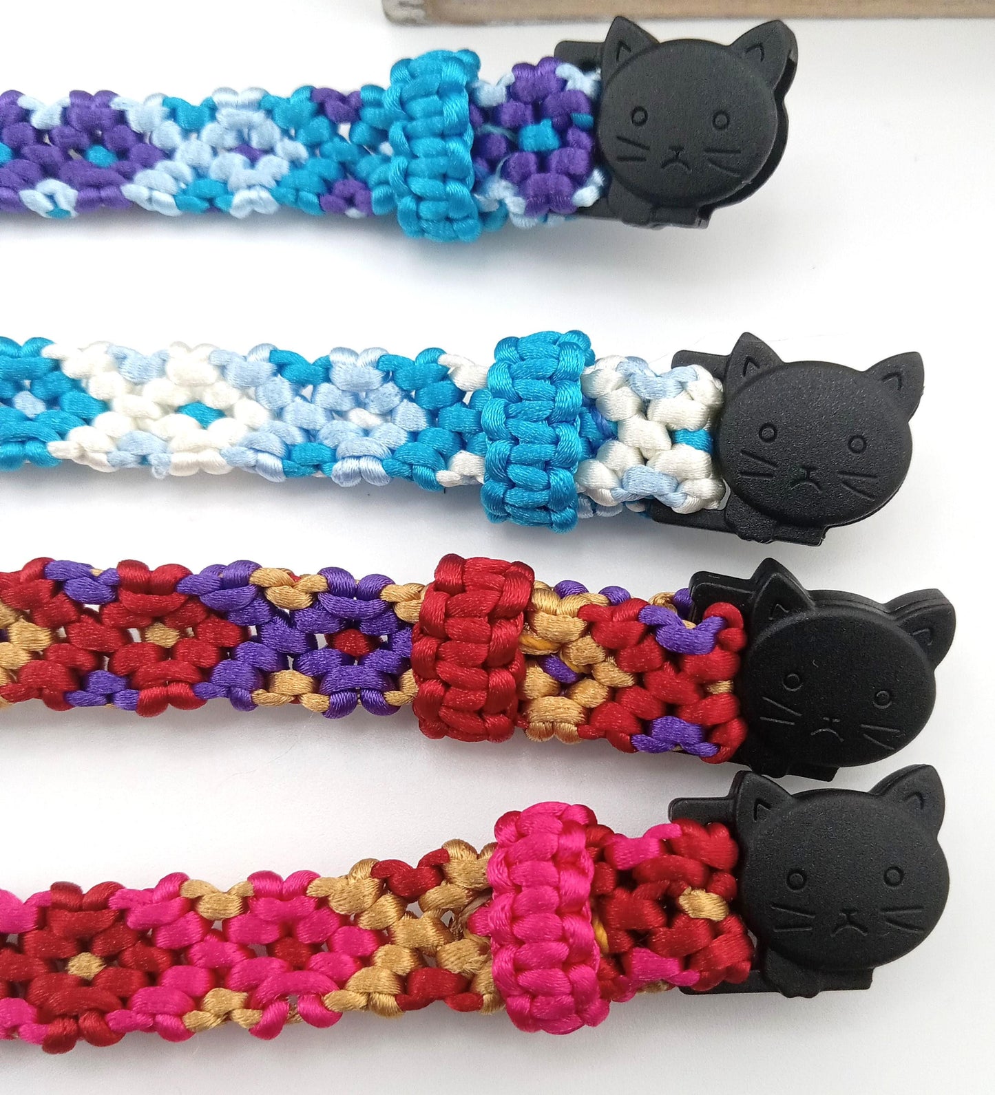 Designer Cat Collar: Woven Breakaway Cat Collars with Charm and Bell, Adjustable 8"-12"[20-30.5cm], Ideal for Girl Cats Male Cats, Kittens Puppies, Made with Kumihimo cord, Fits Most Cats, Wide variety of colors