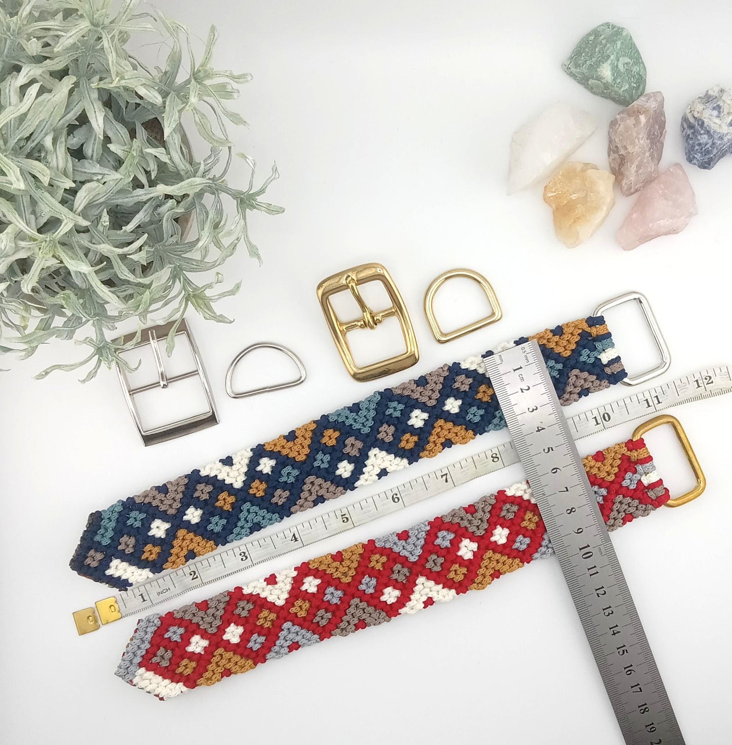 Personalized Woven Dog Collar for 2XL 21" and more, Custom Made with Eco Leather, Made to Order