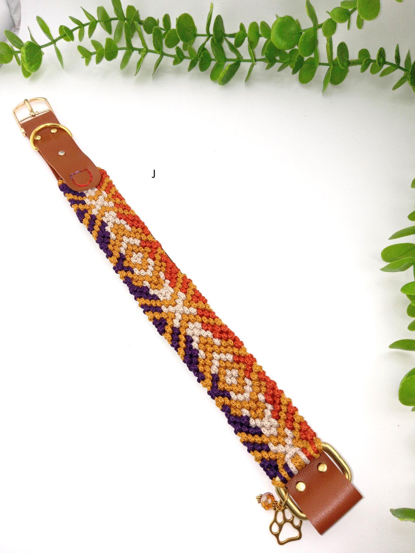 Designer Dog Collar, Unique Woven Dog Collar with Eco Leather, Ethnic Tribal design, Adjustable Large, 16" -19"(40.5-48cm) neck size, Wide variety of colors