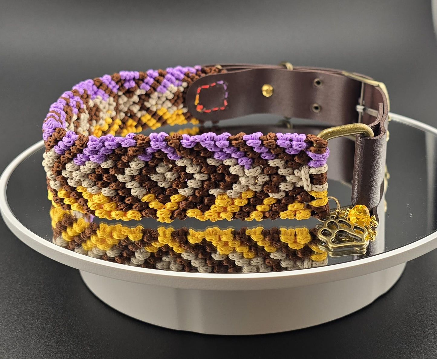 Designer Dog Collar, Unique Woven Dog Collar with Eco Leather, Ethnic Tribal design, Adjustable Large, 16" -19"(40.5-48cm) neck size, Wide variety of colors
