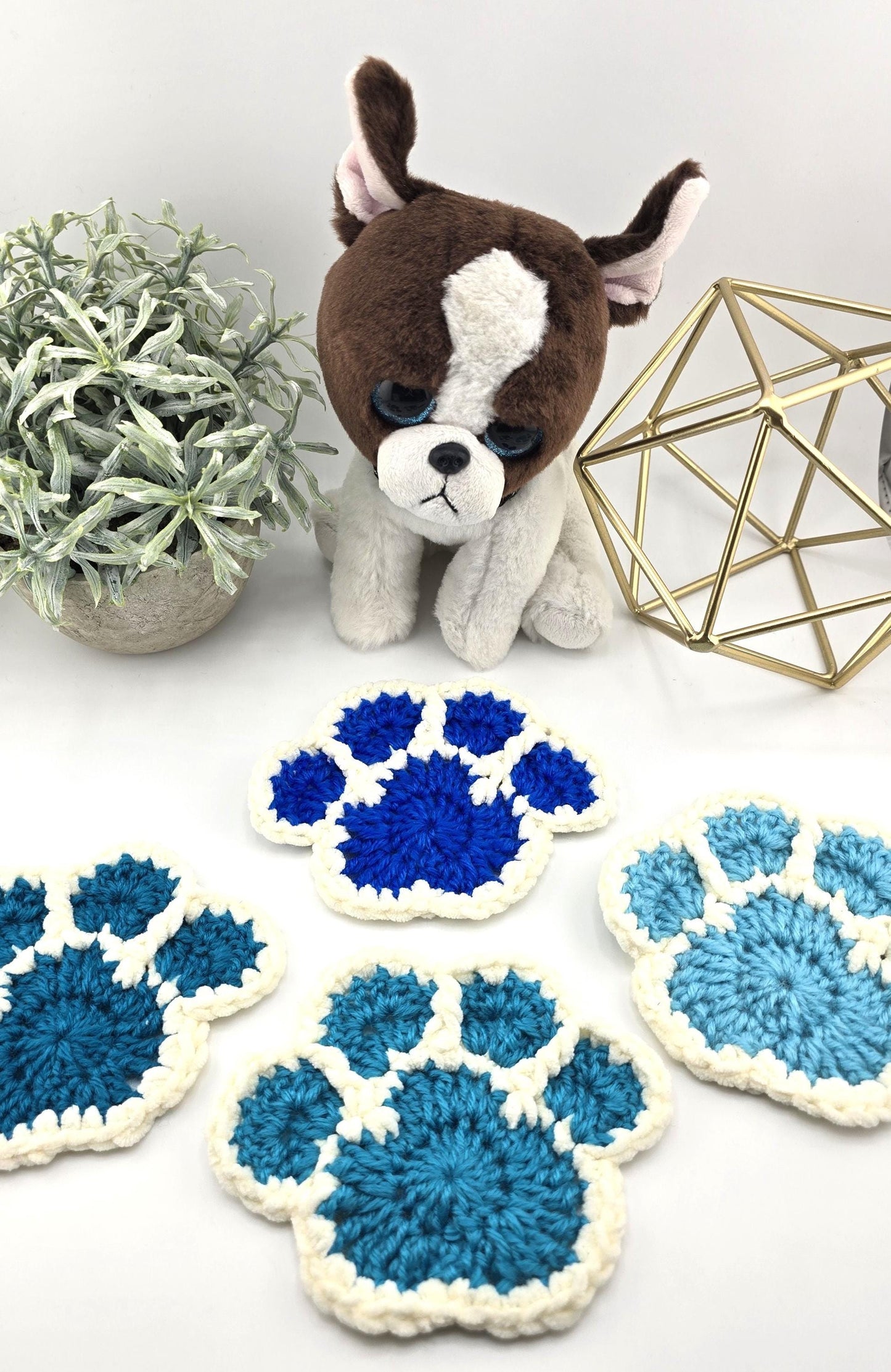 Paw Print Coasters – Crochet, Handmade, Cute Paw-Shaped Coasters for Pet Owners – Gift for Dog Moms & Dads
