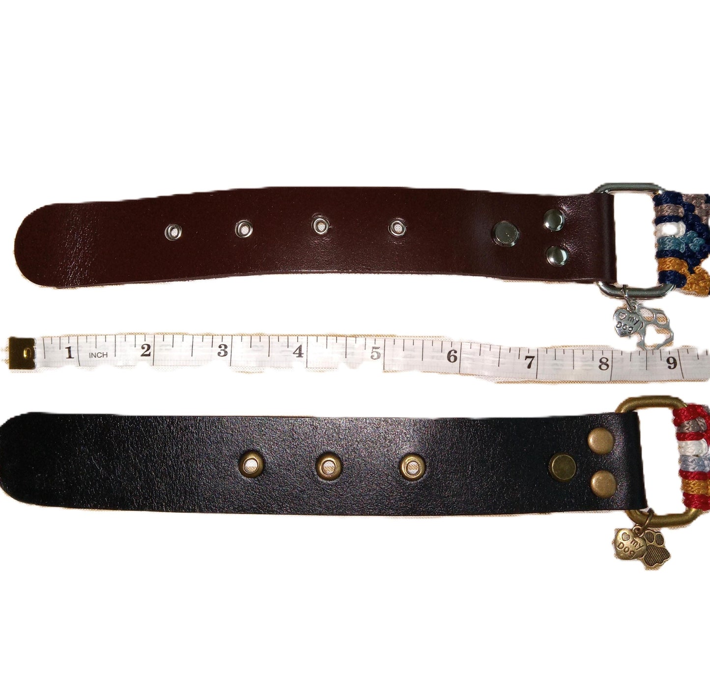 Designer Dog Collar, Unique Woven Dog Collar with Eco Leather, Argyle Design,  Adjustable XL 19" to 21" (48-53cm) neck size, Wide variety of colors available