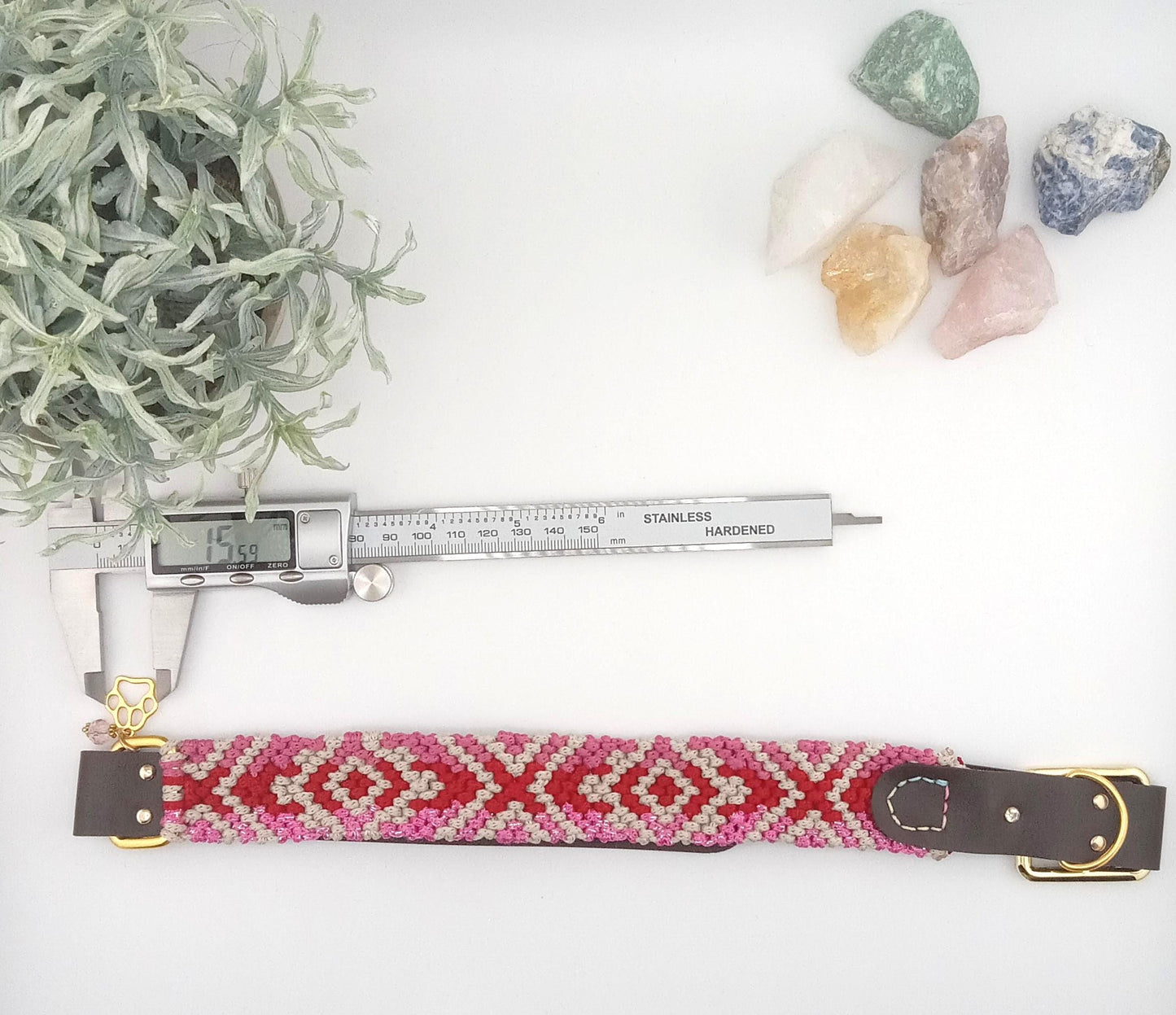 Designer Dog Collar, Unique Woven Dog Collar with Eco Leather, Ethnic Tribal design, Adjustable Large, 16" -19"(40.5-48cm) neck size, Wide variety of colors