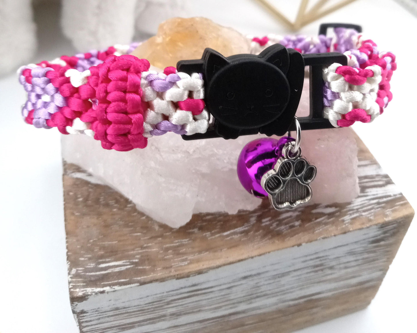 Designer Cat Collar: Woven Breakaway Cat Collars with Charm and Bell, Adjustable 8"-12"[20-30.5cm], Ideal for Girl Cats Male Cats, Kittens Puppies, Made with Kumihimo cord, Fits Most Cats, Wide variety of colors