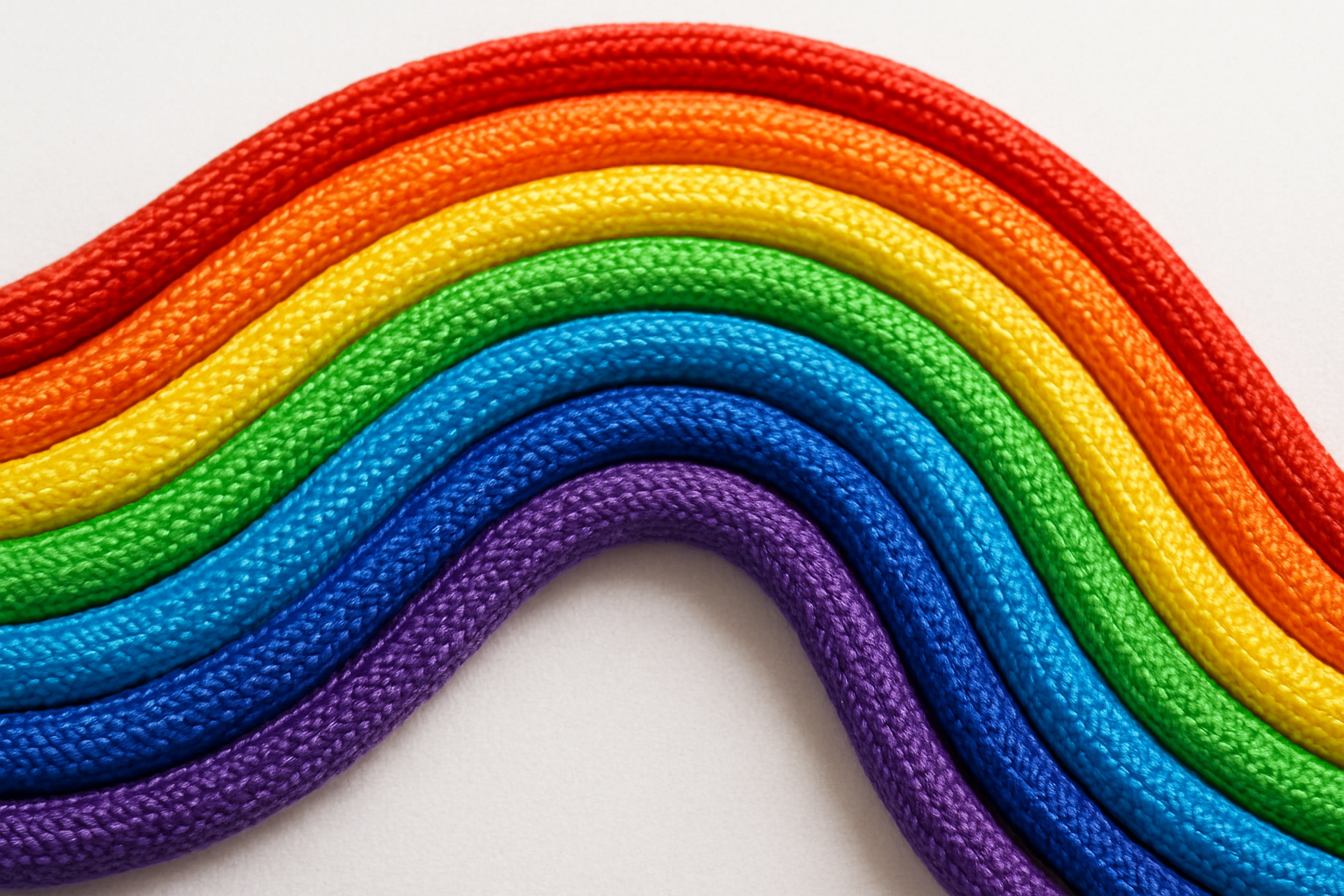 rainbow of 7 colors shown on polyester cord