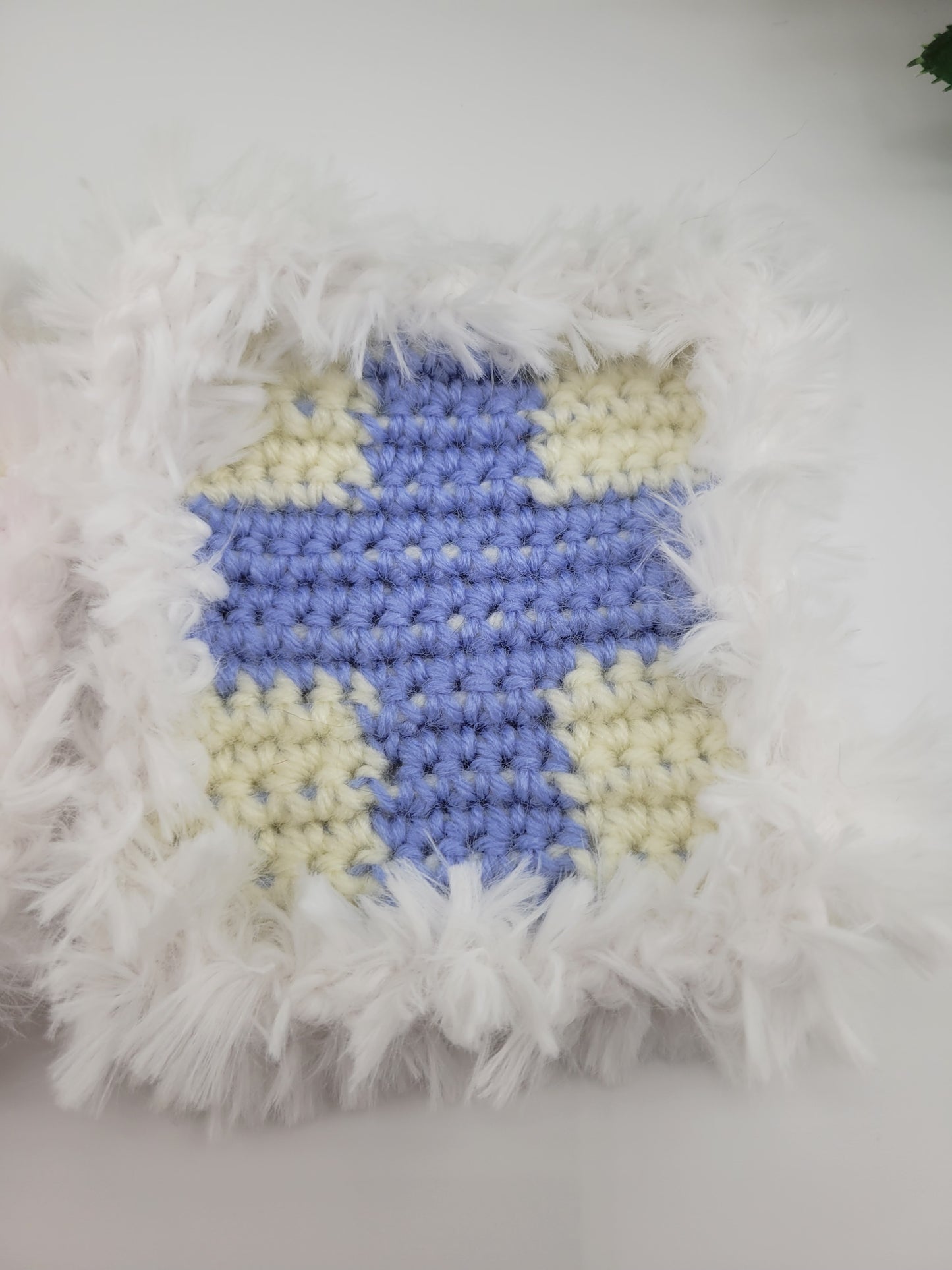 Fluffy Crochet Square Coaster, Set of Three