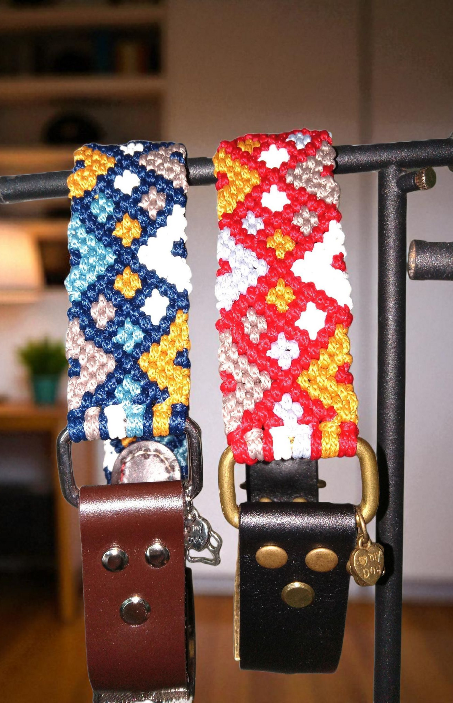 Personalized Woven Dog Collar for 2XL 21" and more, Custom Made with Eco Leather, Made to Order