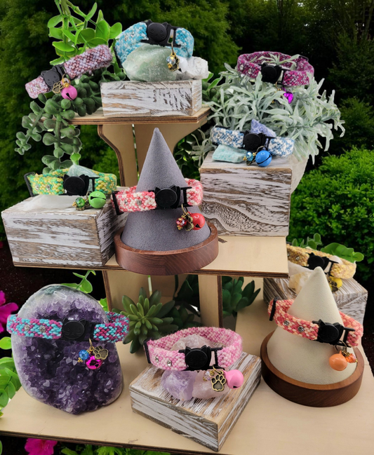 Designer Cat Collar: Woven Breakaway Cat Collars with Charm and Bell, Chevron braid design, Adjustable 8"-12"[20-30.5cm], Ideal for Girl Cats Male Cats, Kittens Puppies, Made with Soft Cotton, Wide variety of colors