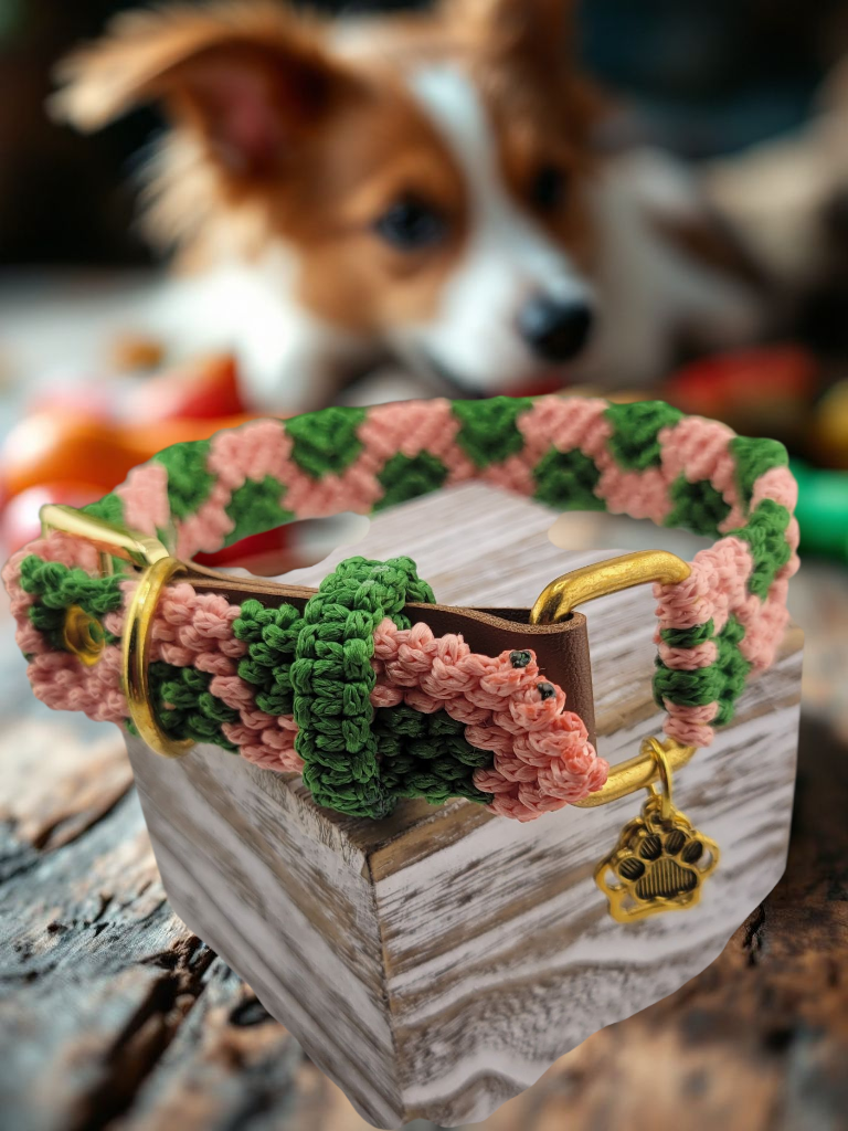 Designer Dog Collar, Unique Woven Polka Dots Dog Collar with Eco Leather, Adjustable Small 12"-14", Wide variety of colors