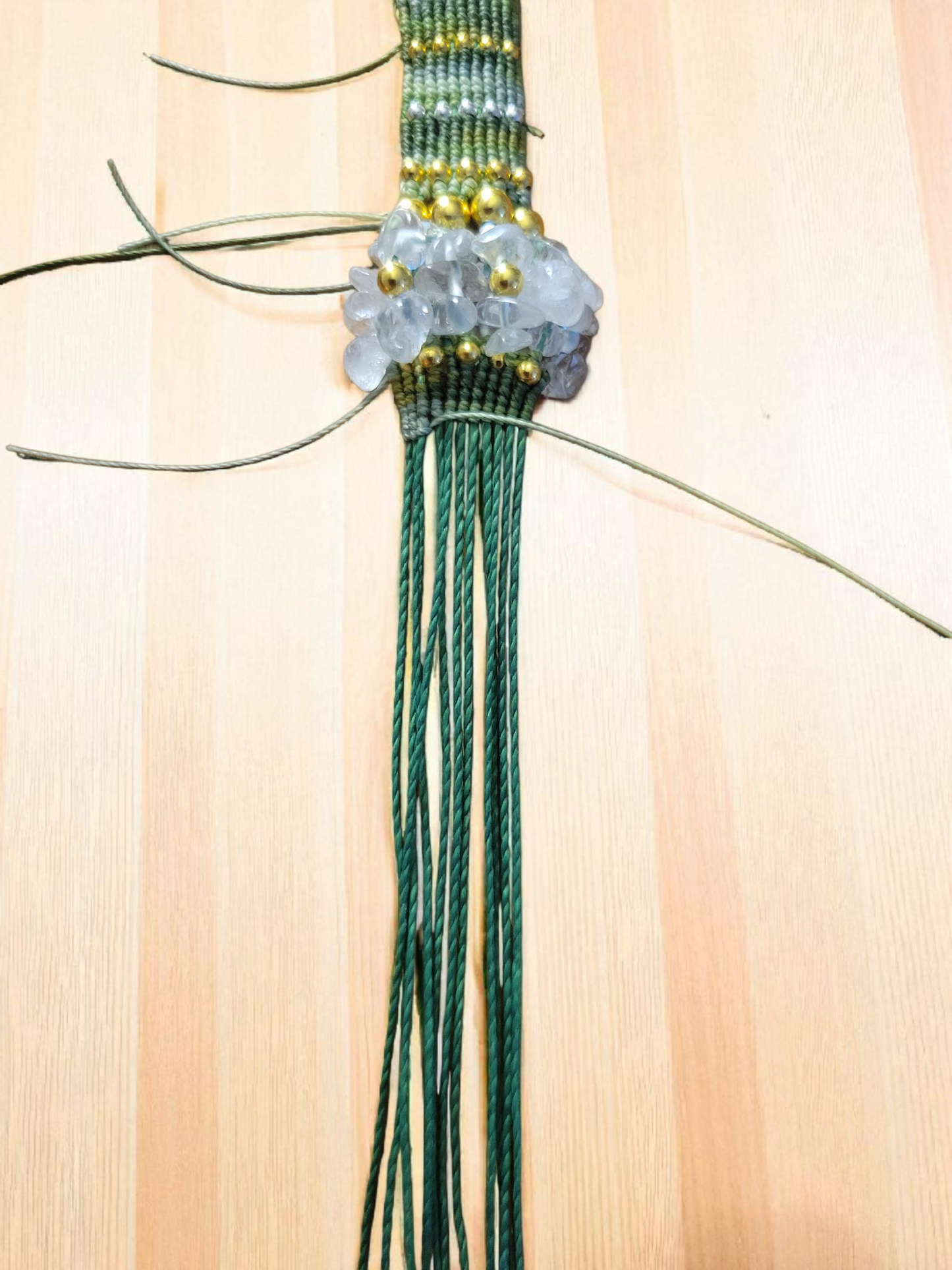 Multicolored beaded woven bracelet with genuine gemstones and 18k gold plated metal beads and clasps, Adjustable Chain. The length 7.5"-9".