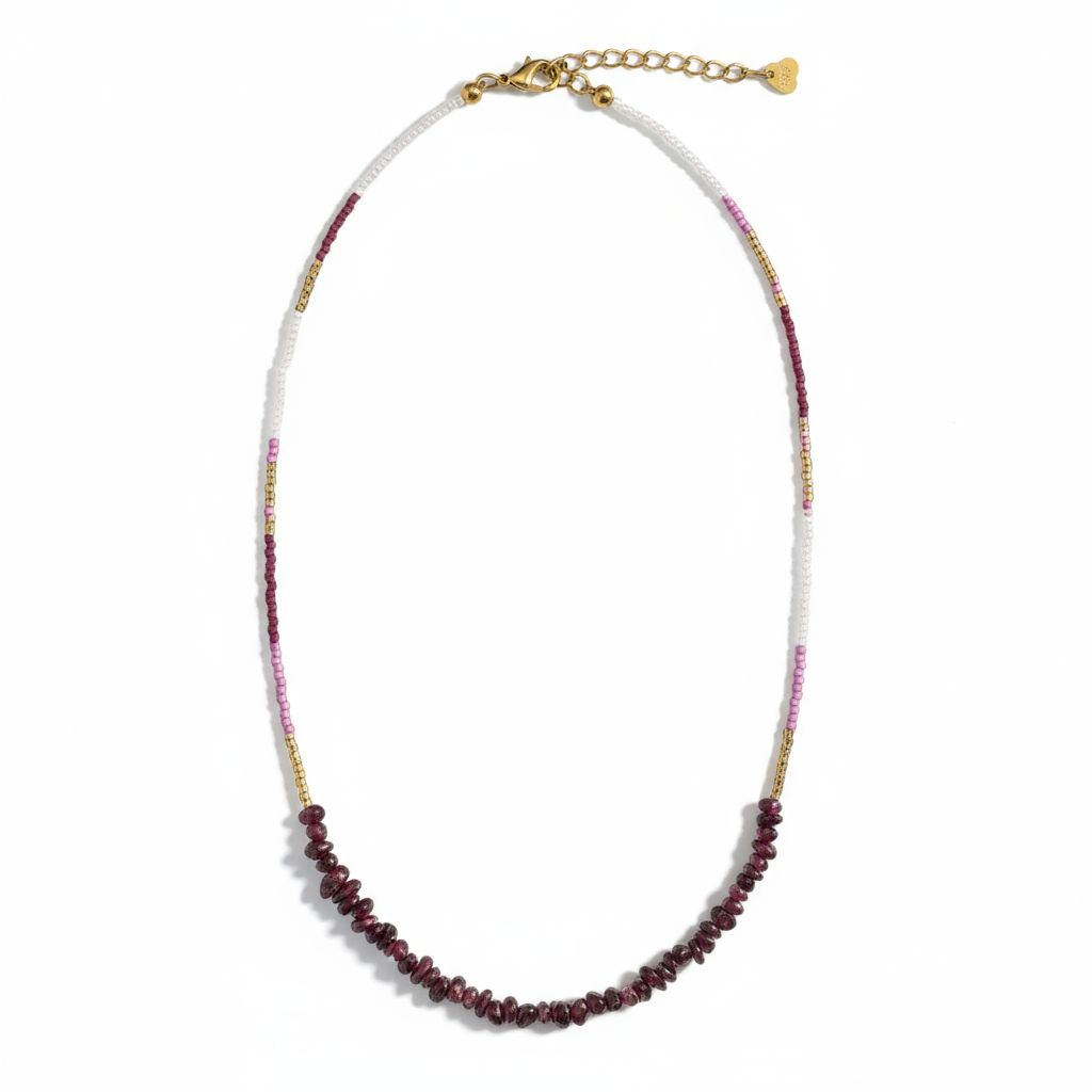 Chip Crystal Gemstone & Miyuki beads Necklace/ Bracelet 2 in 1, Adjustable Chain, Gold acorn charm