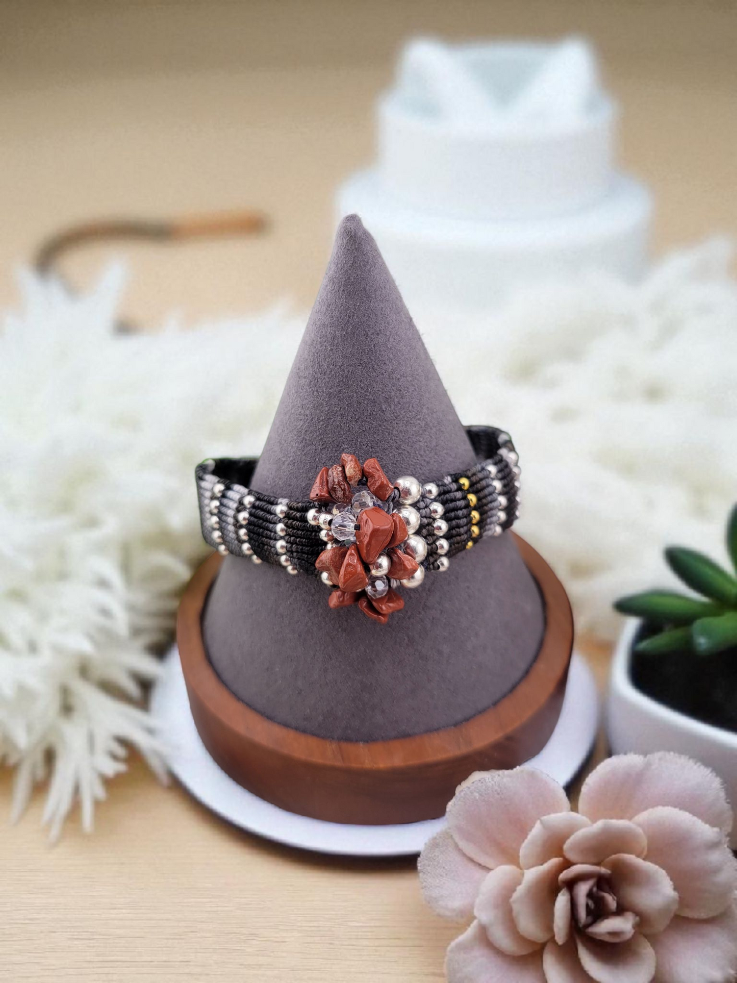 Multicolored beaded woven bracelet with genuine gemstones and 18k gold plated metal beads and clasps, Adjustable Chain. The length 7.5"-9".