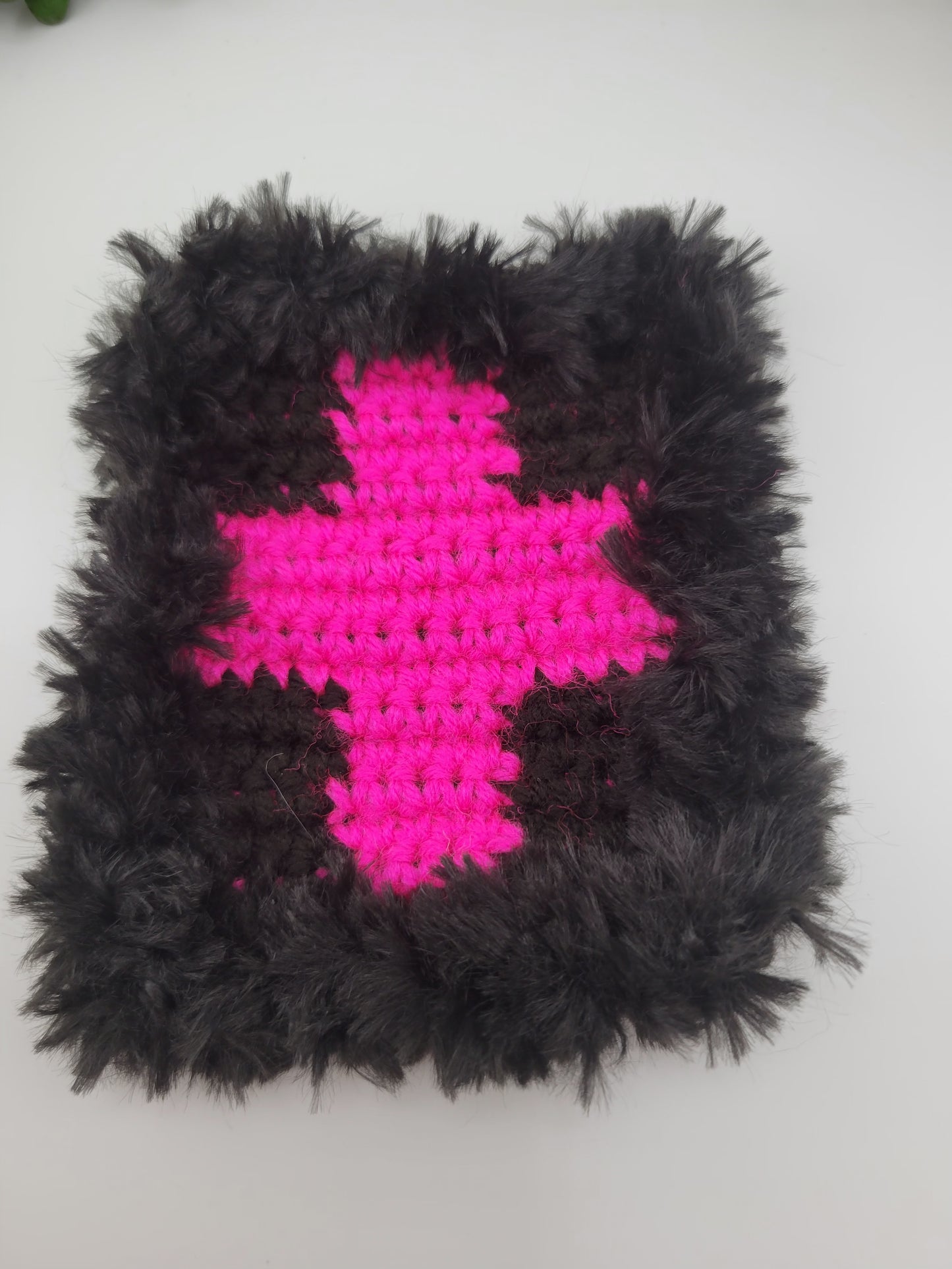 Fluffy Crochet Square Coaster, Set of Three