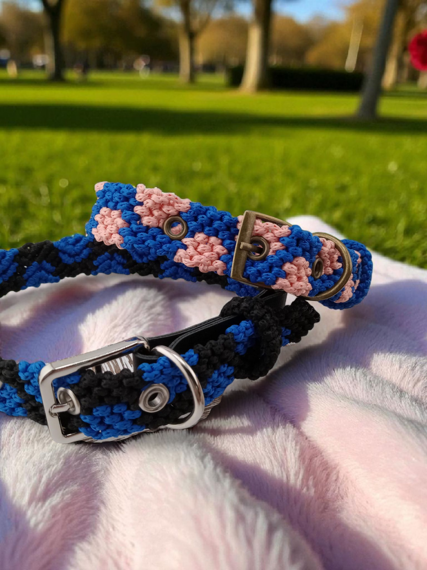 Designer Dog Collar, Unique Woven Polka Dots Dog Collar with Eco Leather, Adjustable Small 12"-14", Wide variety of colors