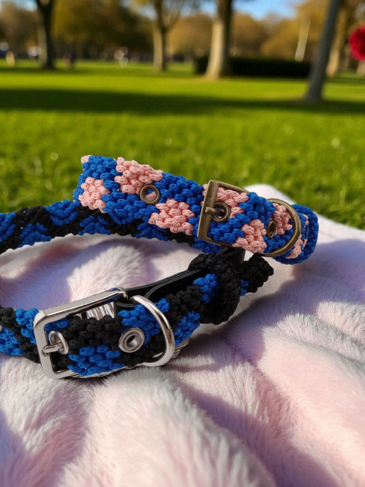 Designer Dog Collar, Unique Woven Polka Dots Dog Collar with Eco Leather, Adjustable Small 12"-14", Wide variety of colors