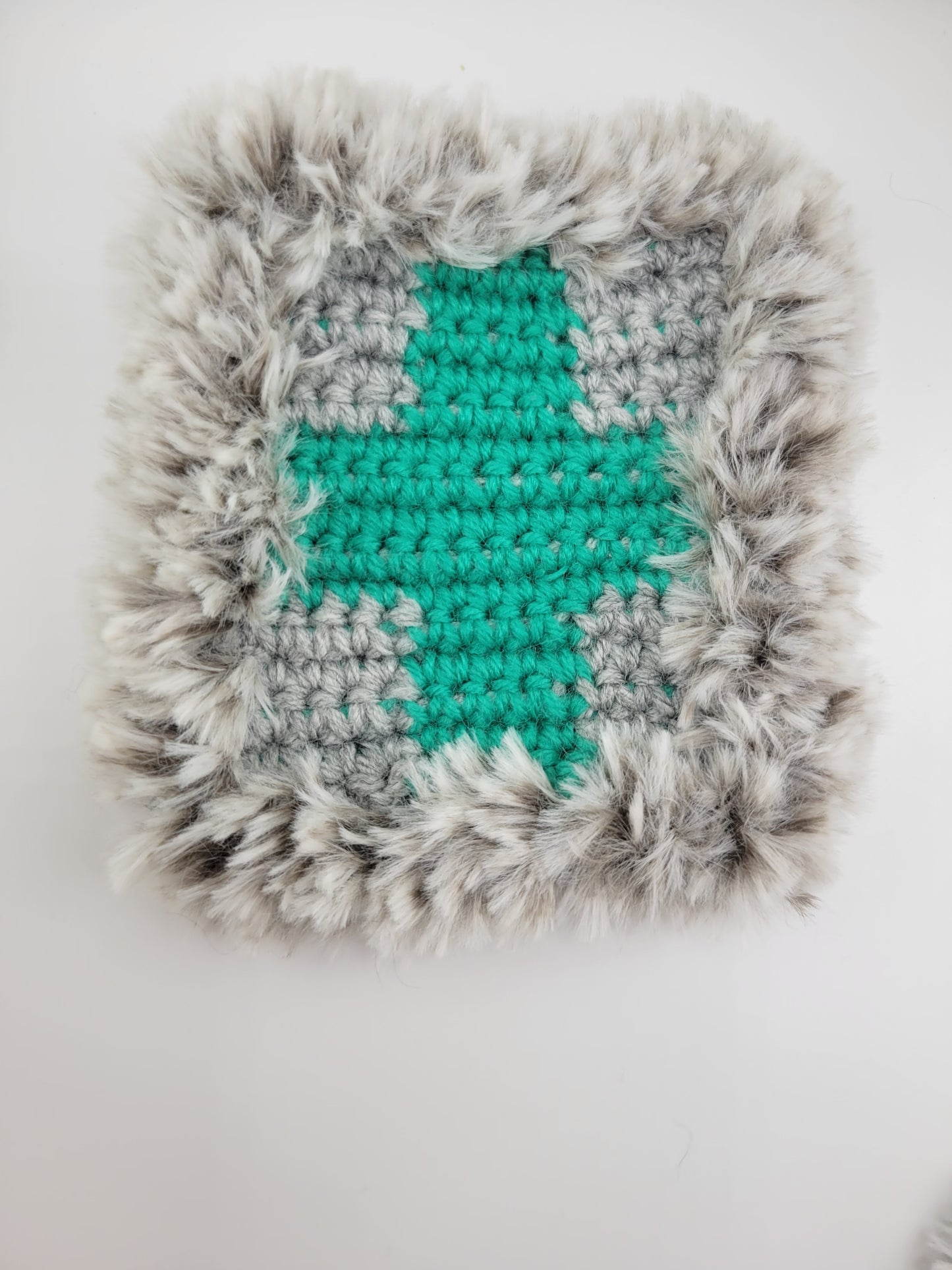 Fluffy Crochet Square Coaster, Set of Three