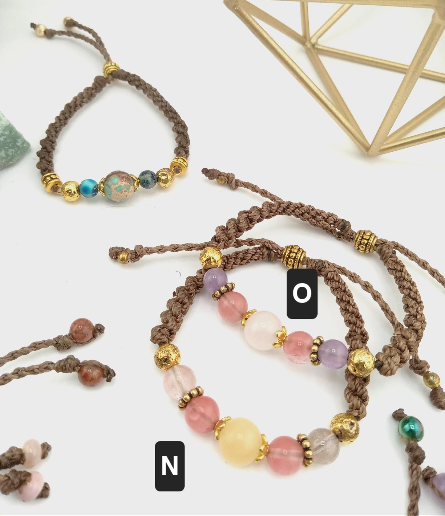 Gemstone Macrame Bracelet Jewelry, Made with genuine crystal beads, Adjustable Cord– Gift for Him & Her