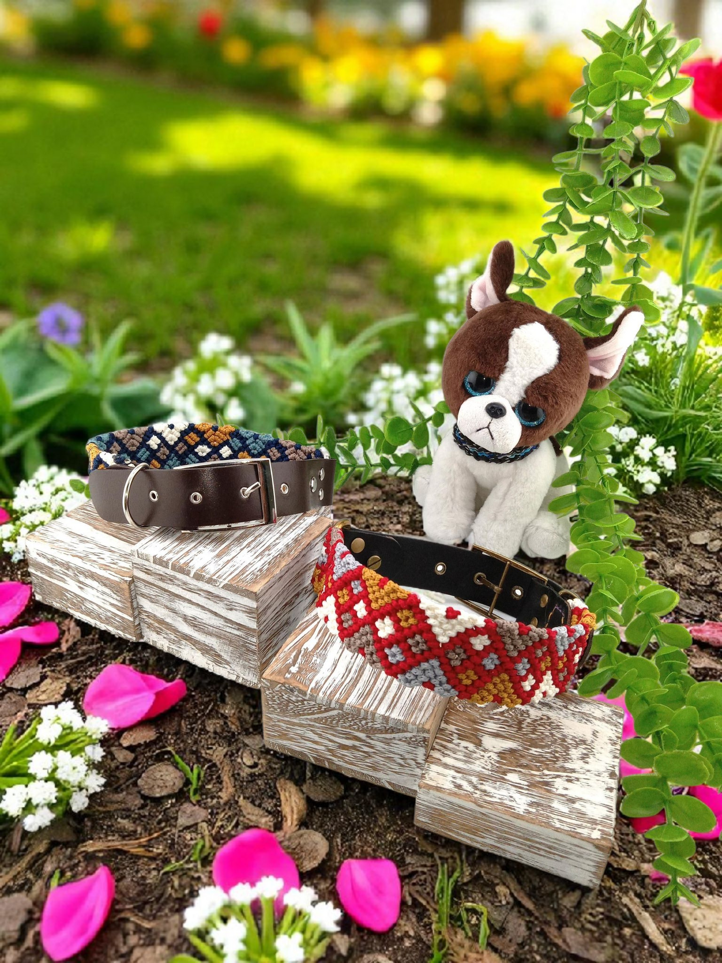 Personalized Woven Dog Collar for 2XL 21" and more, Custom Made with Eco Leather, Made to Order