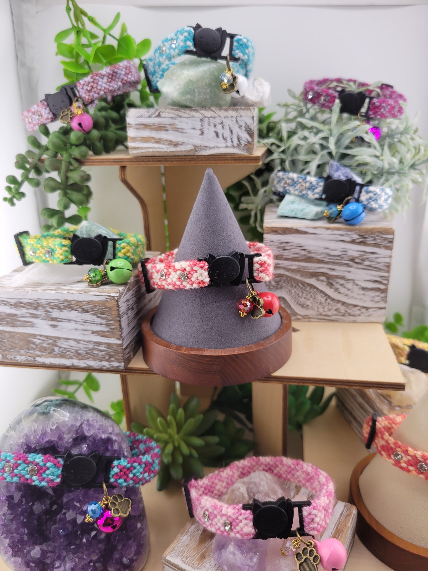 Designer Cat Collar: Woven Breakaway Cat Collars with Charm and Bell, Chevron braid design, Adjustable 8"-12"[20-30.5cm], Ideal for Girl Cats Male Cats, Kittens Puppies, Made with Soft Cotton, Wide variety of colors