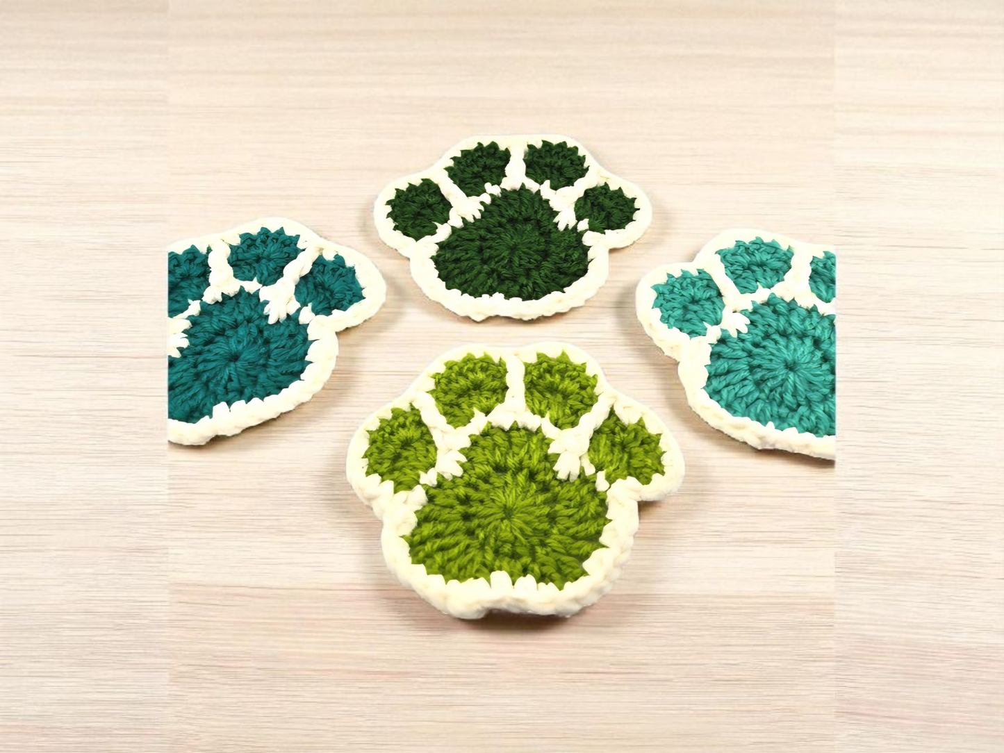 Paw Print Coasters – Crochet, Handmade, Cute Paw-Shaped Coasters for Pet Owners – Gift for Dog Moms & Dads