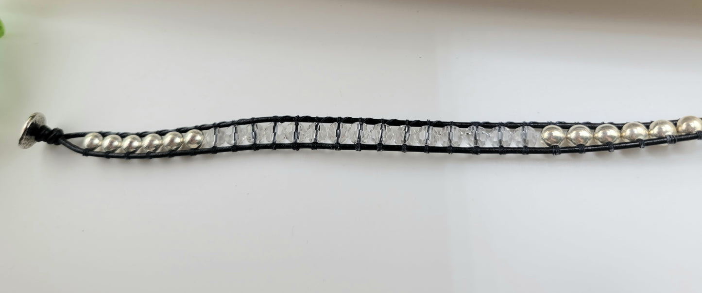 Gemstone Wrap Bracelet, handmade, Semi-Precious Stone Beads & Genuine Leather, 18k gold plated charm/ Chic Jewelry, Adjustable,  Gift for Him & Her